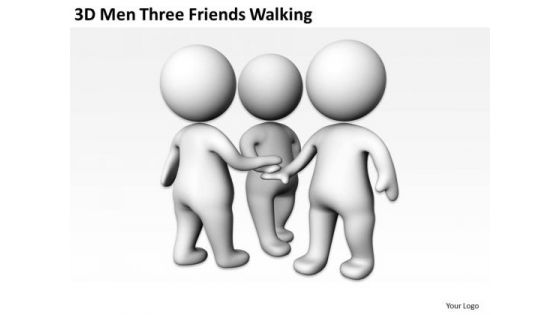 Young Business People 3d Men Three Friends Walking PowerPoint Templates Ppt Backgrounds For Slides