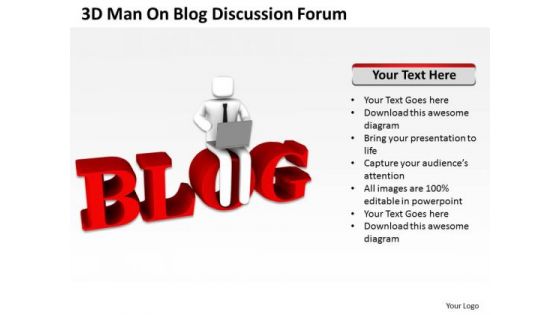 Young Business People Man On Blog Discussion Forum PowerPoint Templates Ppt Backgrounds Slides