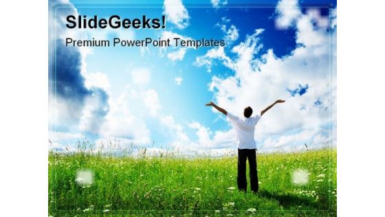 Young Man Standing In Field Nature PowerPoint Templates And PowerPoint Backgrounds 0311
