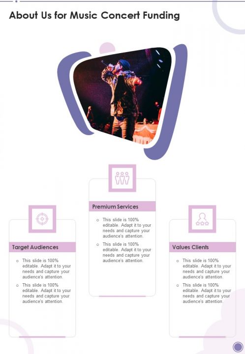 About Us For Music Concert Funding One Pager Sample Example Document Slide01