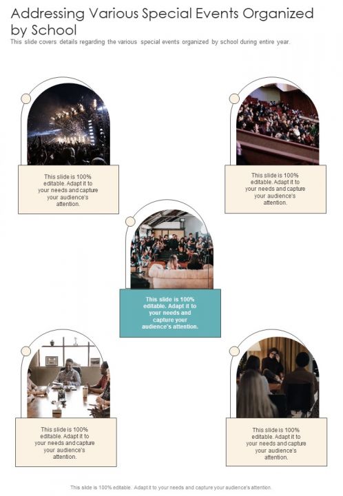 Addressing Various Special Events Organized By School One Pager Documents Slide01