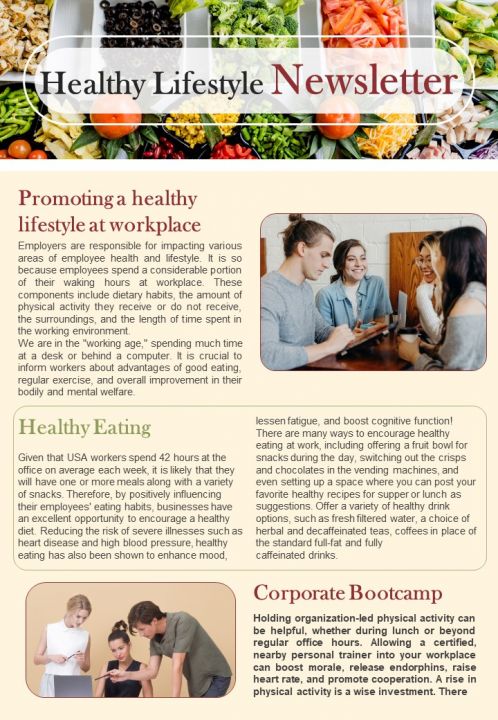 Bifold One Pager Healthy Lifestyle Promotions Newsletter Template Slide01