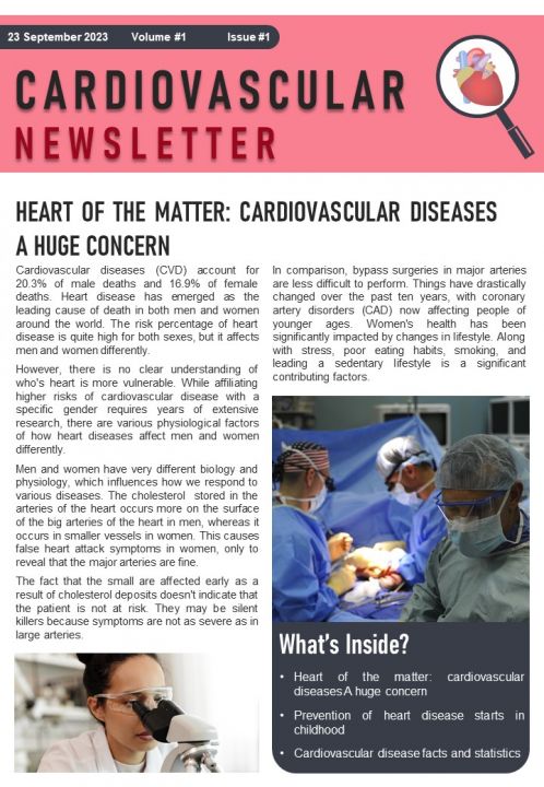 Bifold One Pager Heart And Cardiovascular Newsletter Template Slide01