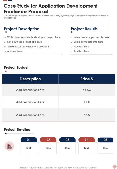 Case Study For Application Development Freelance Proposal One Pager Sample Example Document Slide01