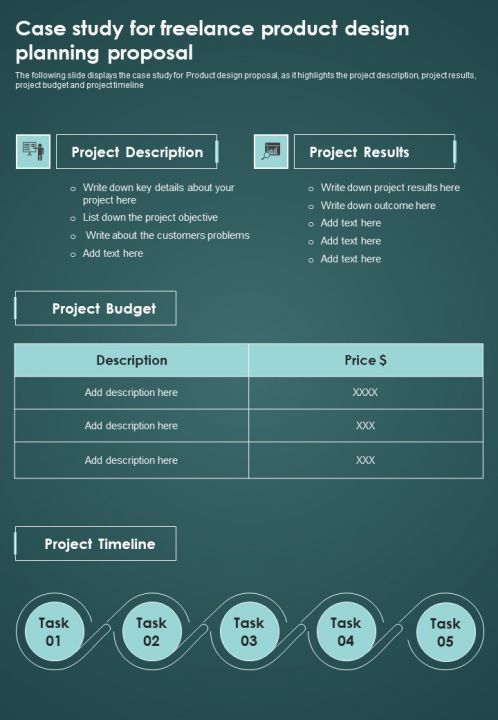 Case Study For Freelance Product Design Planning Proposal One Pager Sample Example Document Slide01