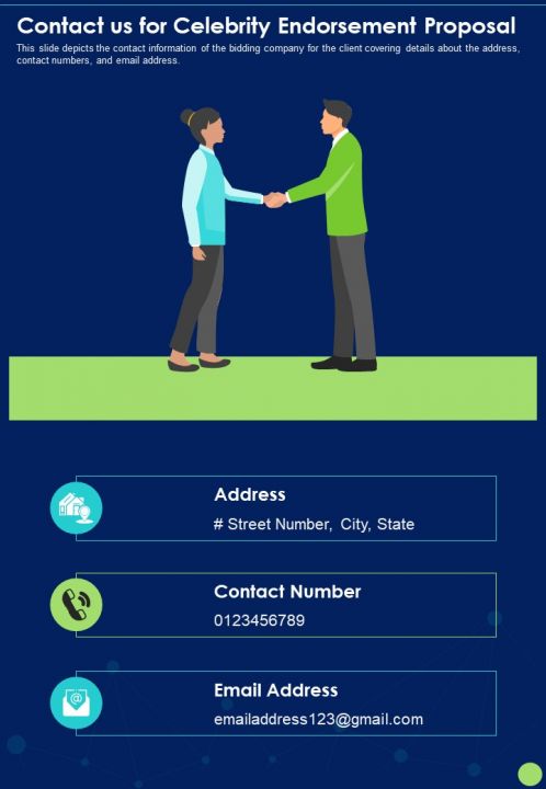 Contact Us For Celebrity Endorsement Proposal One Pager Sample Example Document Slide01