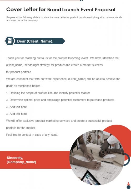 Cover Letter For Brand Launch Event Proposal One Pager Sample Example Document Slide01