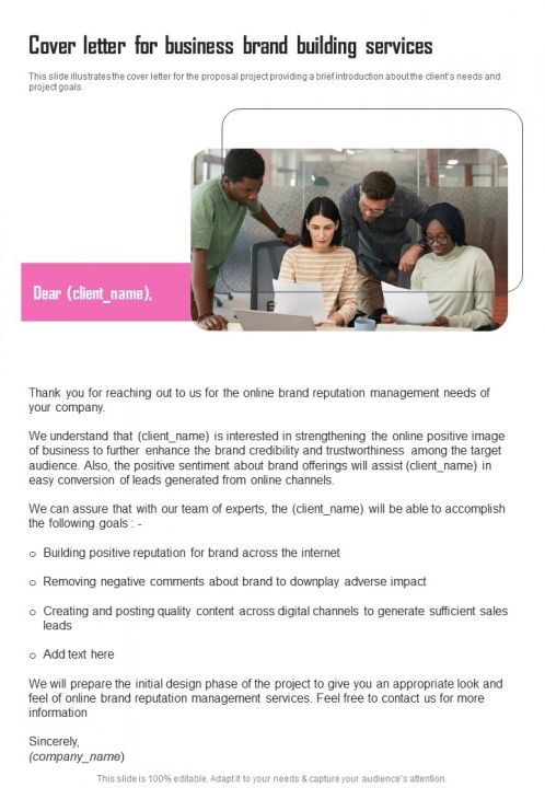 Cover Letter For Business Brand Building Services One Pager Sample Example Document Slide01