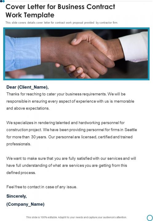 Cover Letter For Business Contract Work Template One Pager Sample Example Document Slide01