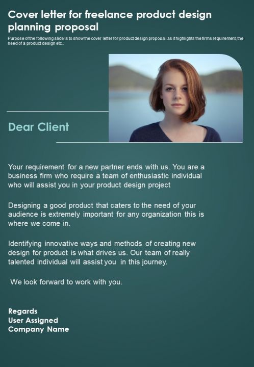 Cover Letter For Freelance Product Design Planning Proposal One Pager Sample Example Document Slide01