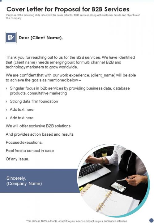 Cover Letter For Proposal For B2B Services One Pager Sample Example Document Slide01