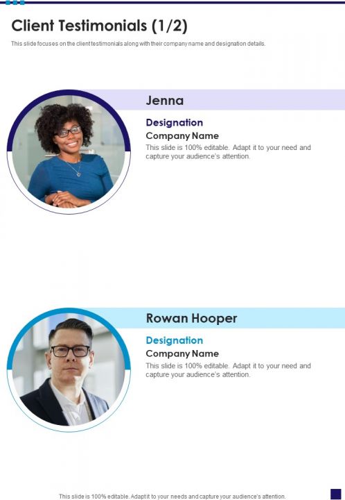 Data Hub Services Proposal Client Testimonials One Pager Sample Example Document Slide01