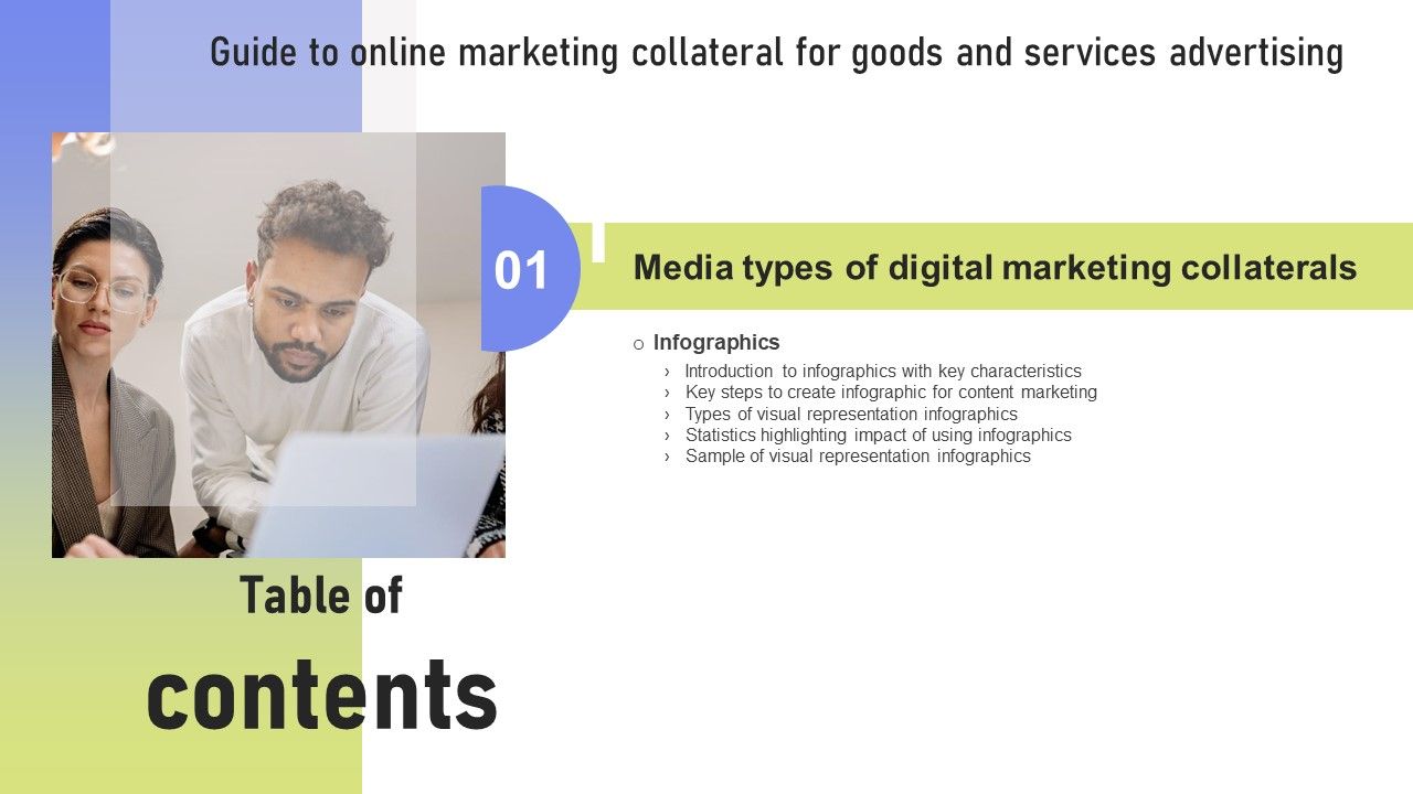 Guide_To_Online_Marketing_Collateral_For_Goods_And_Services_Advertising_Table_Of_Contents_Information_PDF_Slide_1.jpg