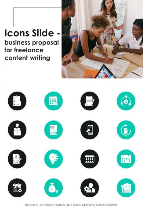 Icons Slide Business Proposal For Freelance Content Writing One Pager Sample Example Document Slide01