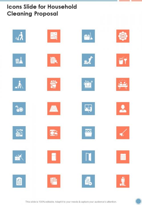 Icons Slide For Household Cleaning Proposal One Pager Sample Example Document Slide01