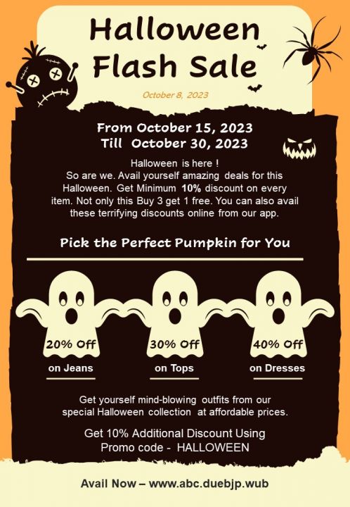 One Pager Halloween Festival Sale Email Newsletter PDF Document PPT Template Slide01