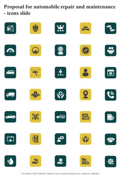 Proposal For Automobile Repair And Maintenance Icons Slide One Pager Sample Example Document Slide01