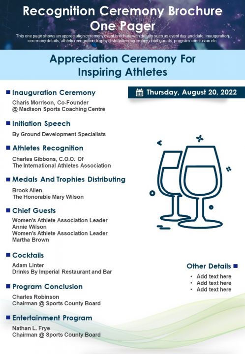 Recognition Ceremony Brochure One Pager PDF Document PPT Template Slide01