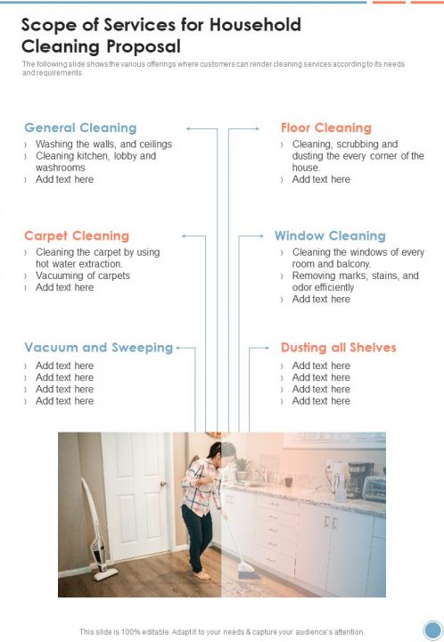 Scope Of Services For Household Cleaning Proposal One Pager Sample Example Document Slide01