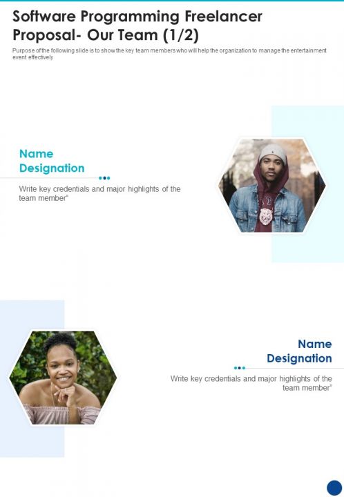 Software Programming Freelancer Proposal Our Team One Pager Sample Example Document Slide01
