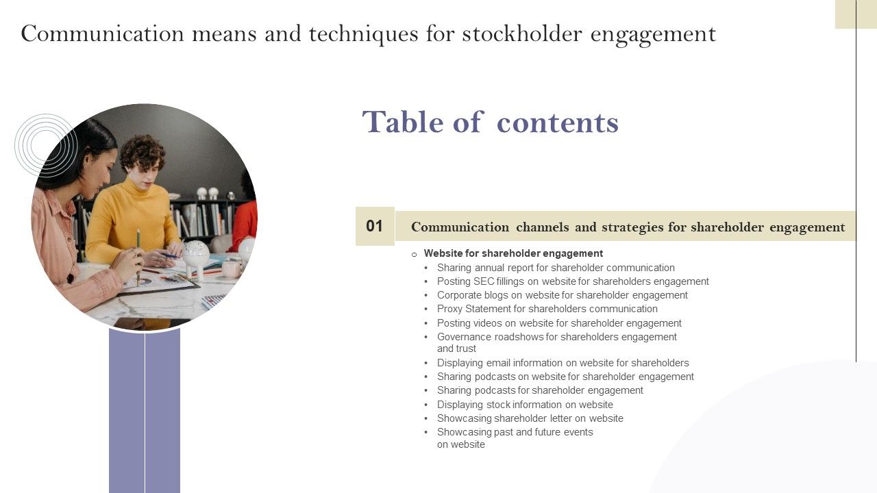Table_Of_Contents_Communication_Means_And_Techniques_For_Stockholder_Engagement_Themes_PDF_Slide_1.jpg