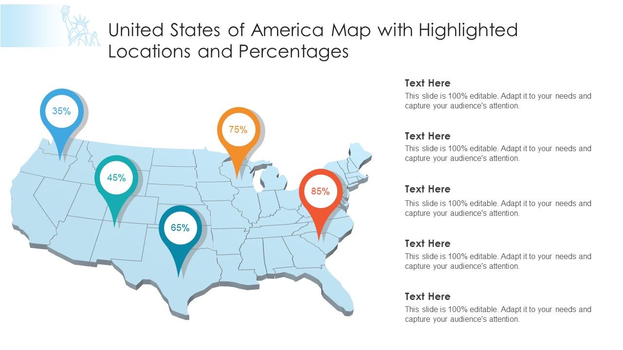 United_States_Of_America_Map_With_Highlighted_Locations_And_Percentages_Ppt_PowerPoint_Presentation_File_Outline_PDF_Slide_1.jpg