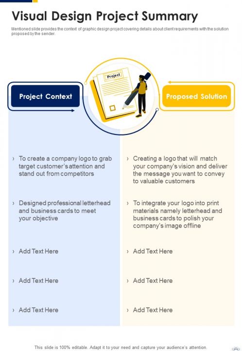 Visual Designing Freelancing Proposal Visual Design Project One Pager Sample Example Document Slide01