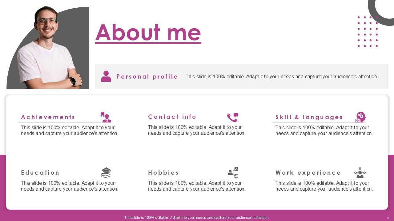 About Me Personal Profile F287 Ppt Powerpoint Presentation Professional Example