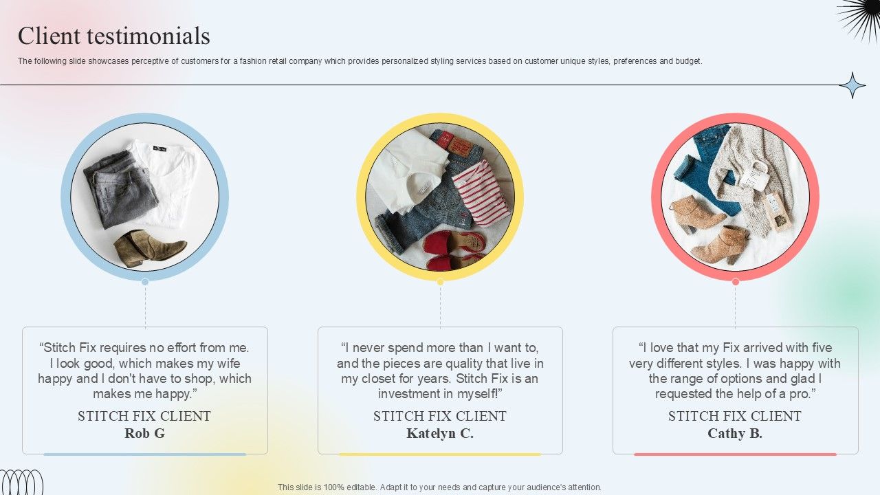Client Testimonials Clothing Subscription Platform Investor Funding Elevator Pitch Deck PPT PowerPoint