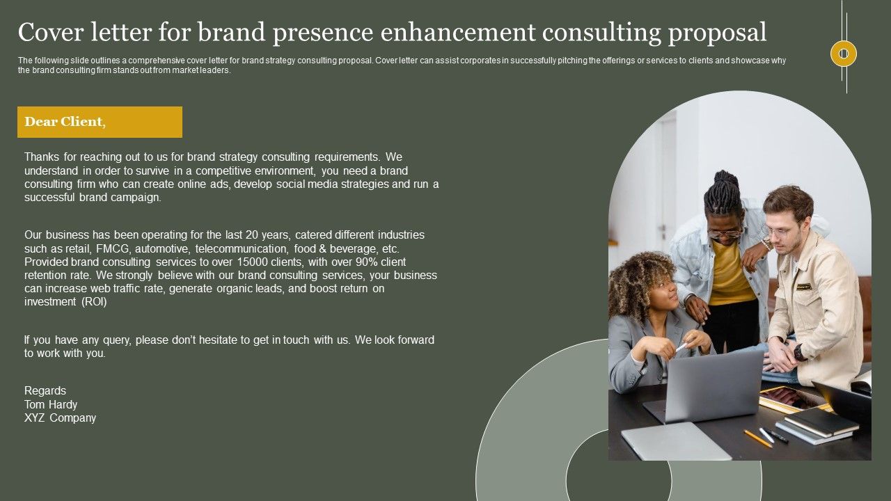 Cover Letter For Brand Presence Enhancement Consulting Proposal Background Pdf