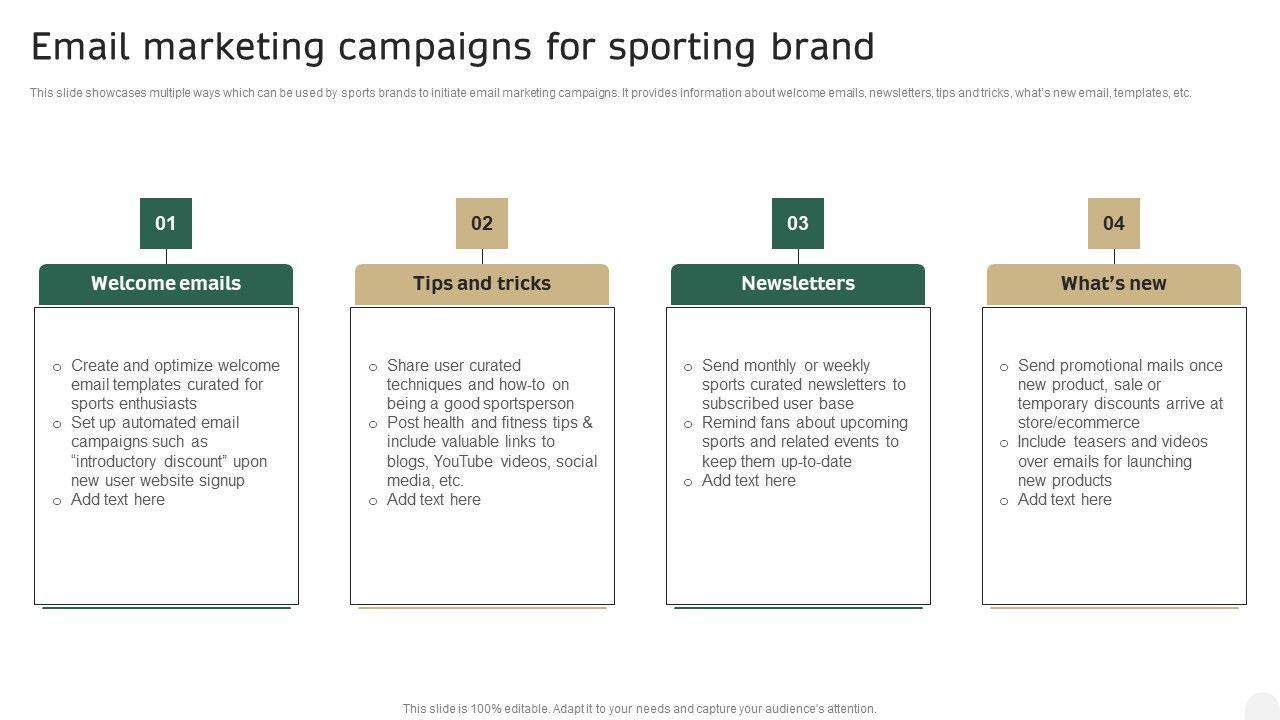Email Marketing Campaigns For Sporting Brand In Depth Campaigning Guide Background PDF