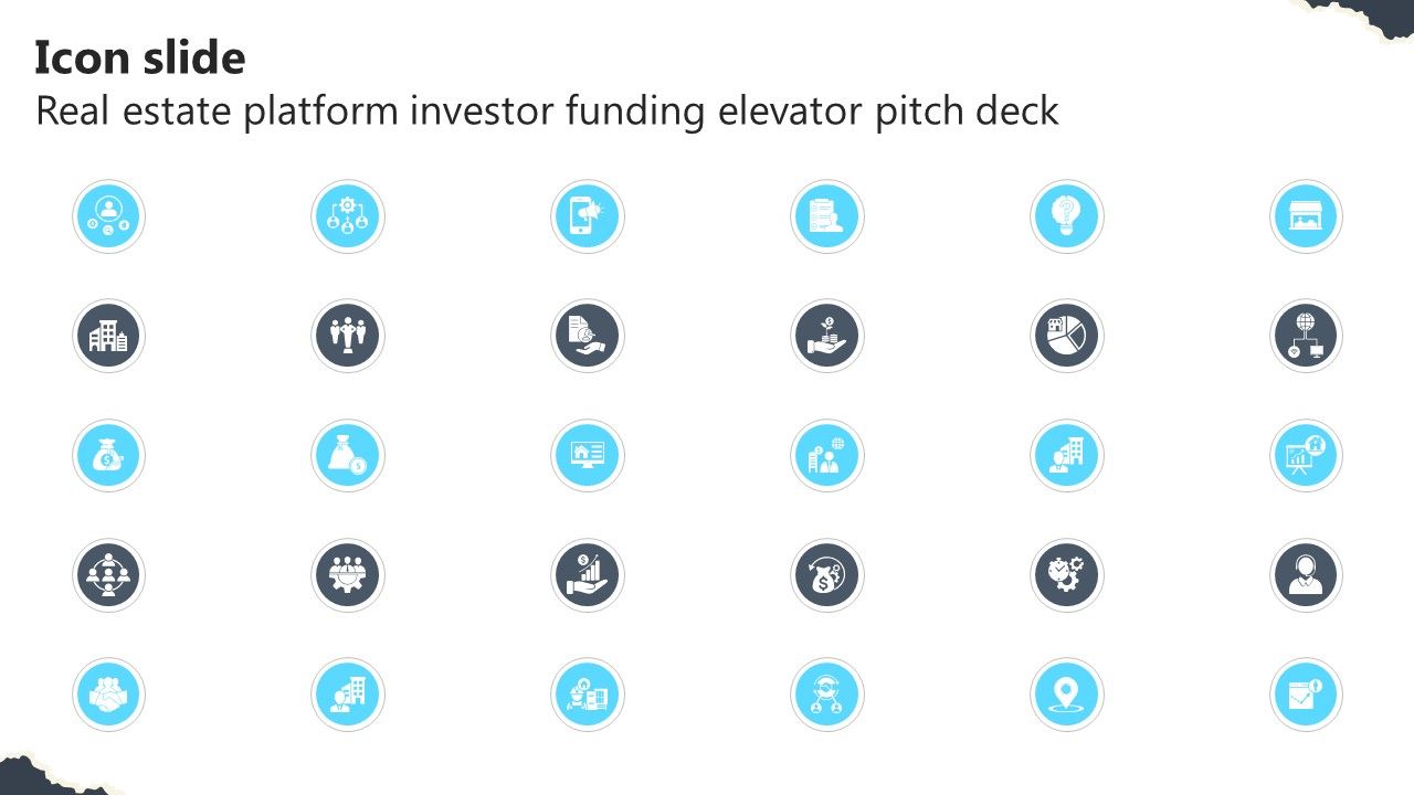Icon Slide Real Estate Platform Investor Funding Elevator Pitch Deck