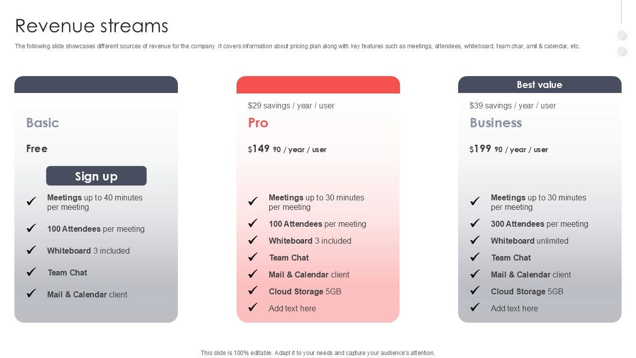 Revenue Streams Virtual Meeting Investor Funding Elevator Pitch Deck PPT Sample