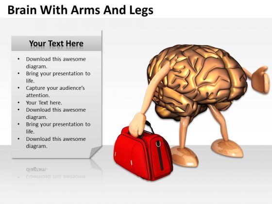 0814 Stock Photo 3d Brain Holding Red Bag PowerPoint Slide