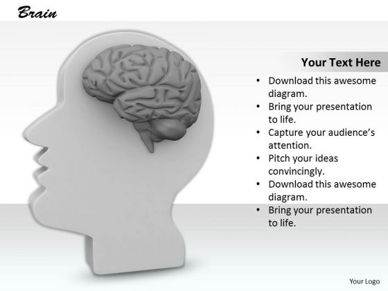 0814 Stock Photo 3d Illustration Of Human Brain PowerPoint Slide