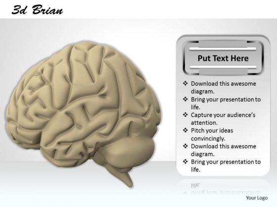 0814 Stock Photo 3d Render Of Human Brain PowerPoint Slide