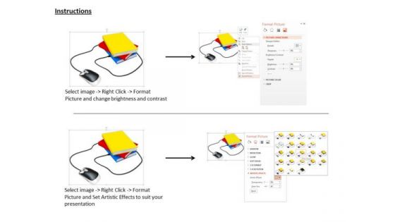 0814 Stock Photo Computer Mouse Connected To Books PowerPoint Slide