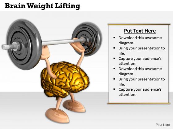 0814 Stock Photo Image Of 3d Brain Working Out PowerPoint Slide