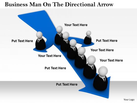0814 Stock Photo Team Of Business Men Standing On Arrow PowerPoint Slide