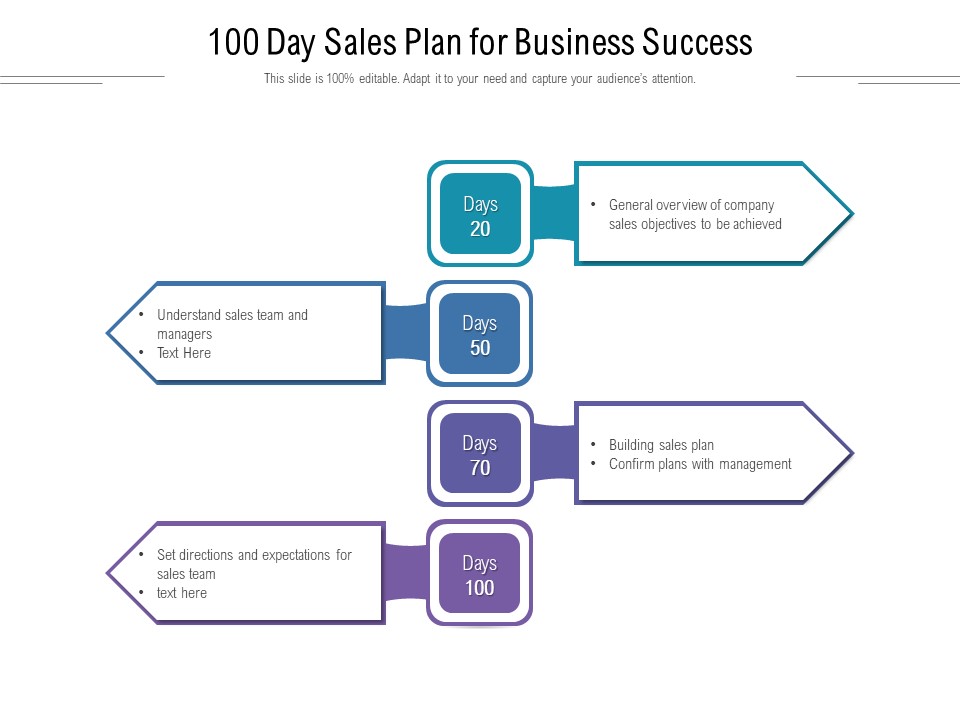 100 Day Sales Plan For Business Success Ppt PowerPoint Presentation Infographic Template Background Images PDF