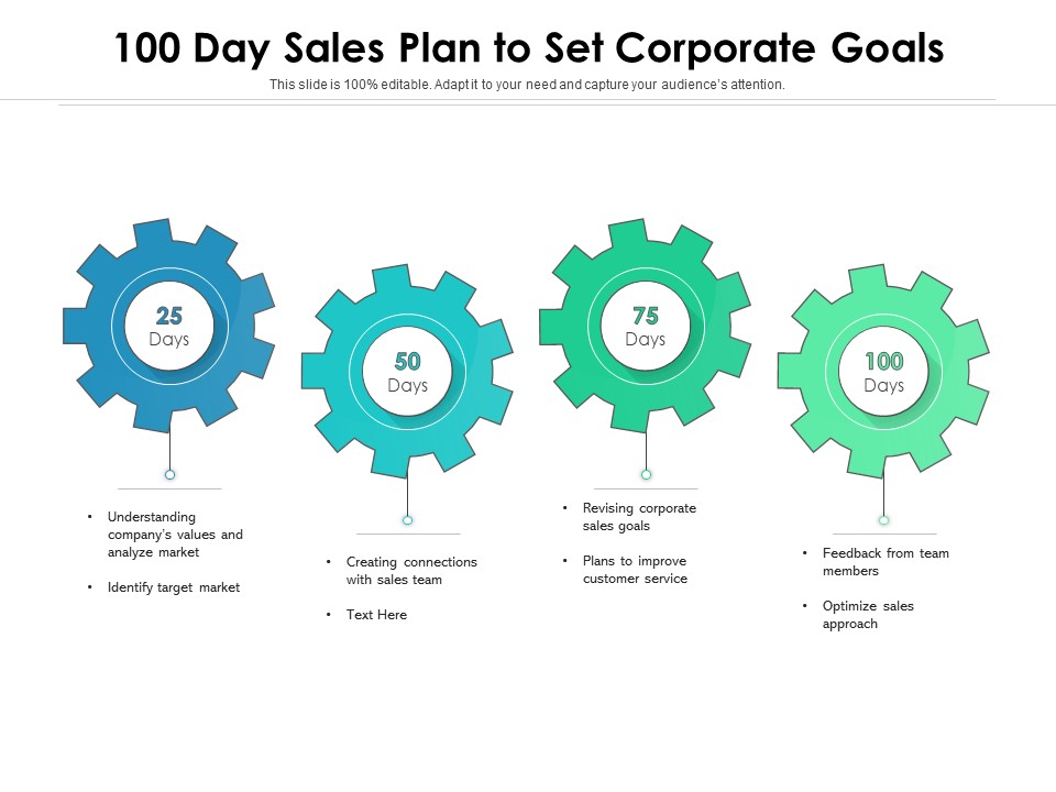 100 Day Sales Plan To Set Corporate Goals Ppt PowerPoint Presentation Gallery Objects PDF