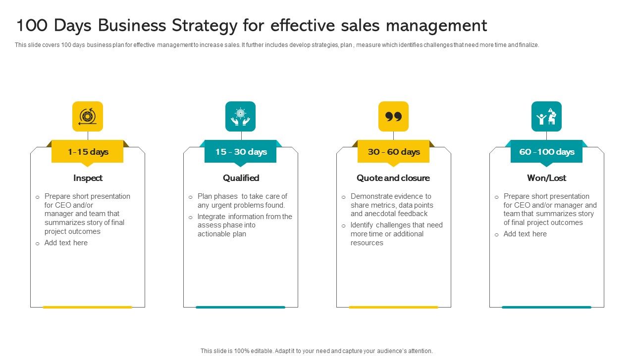 100 Days Business Strategy For Effective Sales Management Professional PDF