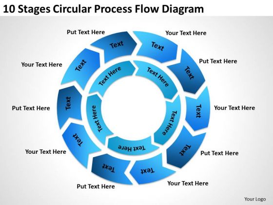 10 Stages Circular Process Flow Diagram Ppt Courier Business Plan PowerPoint Slides