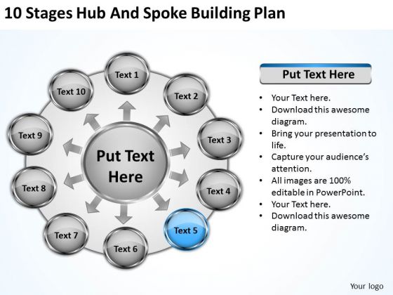 10 Stages Hub And Spoke Building Plan Business Download PowerPoint Slides