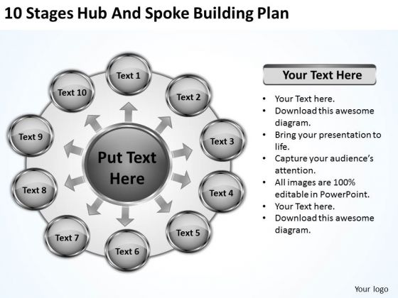 10 Stages Hub And Spoke Building Plan Ppt Buy Business Plans PowerPoint Templates