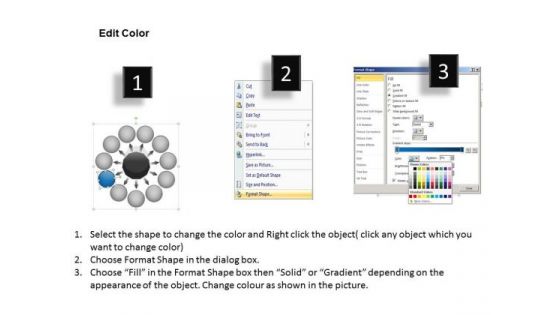 11 Diverging Arrows Multilple Concepts Diagram Circular Flow Spoke Chart PowerPoint Slides
