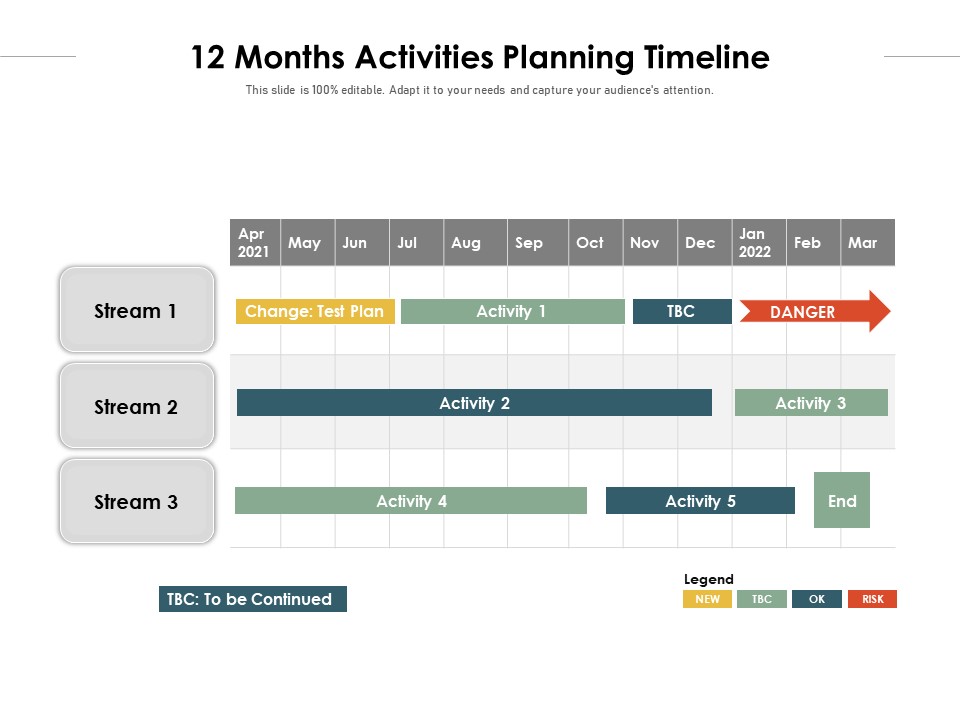 12 Months Activities Planning Timeline Ppt PowerPoint Presentation Infographics Slide Portrait PDF