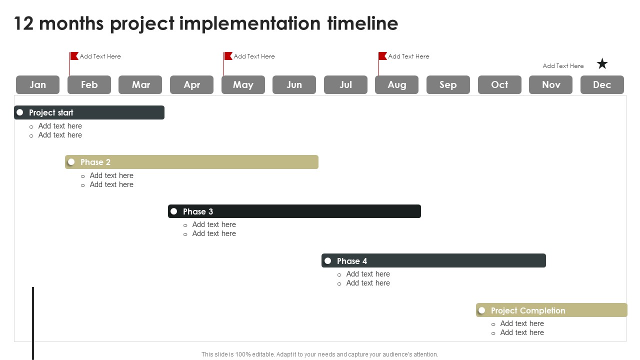12 Months Project Implementation Timeline Portrait PDF