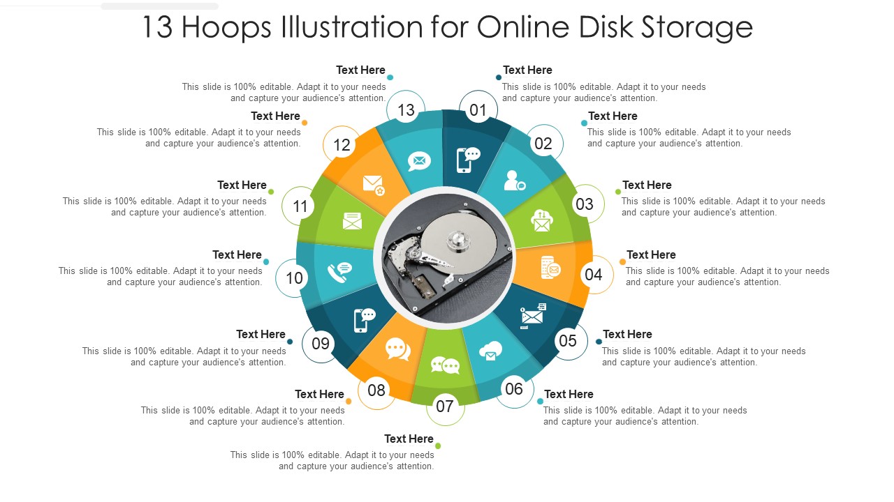 13 Hoops Illustration For Online Disk Storage Ppt PowerPoint Presentation File Template PDF