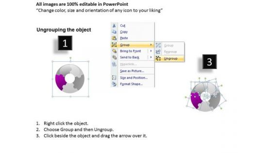 1 Circular Puzzle With Center Circle 5 Pieces PowerPoint Slides And Ppt Diagram Templates